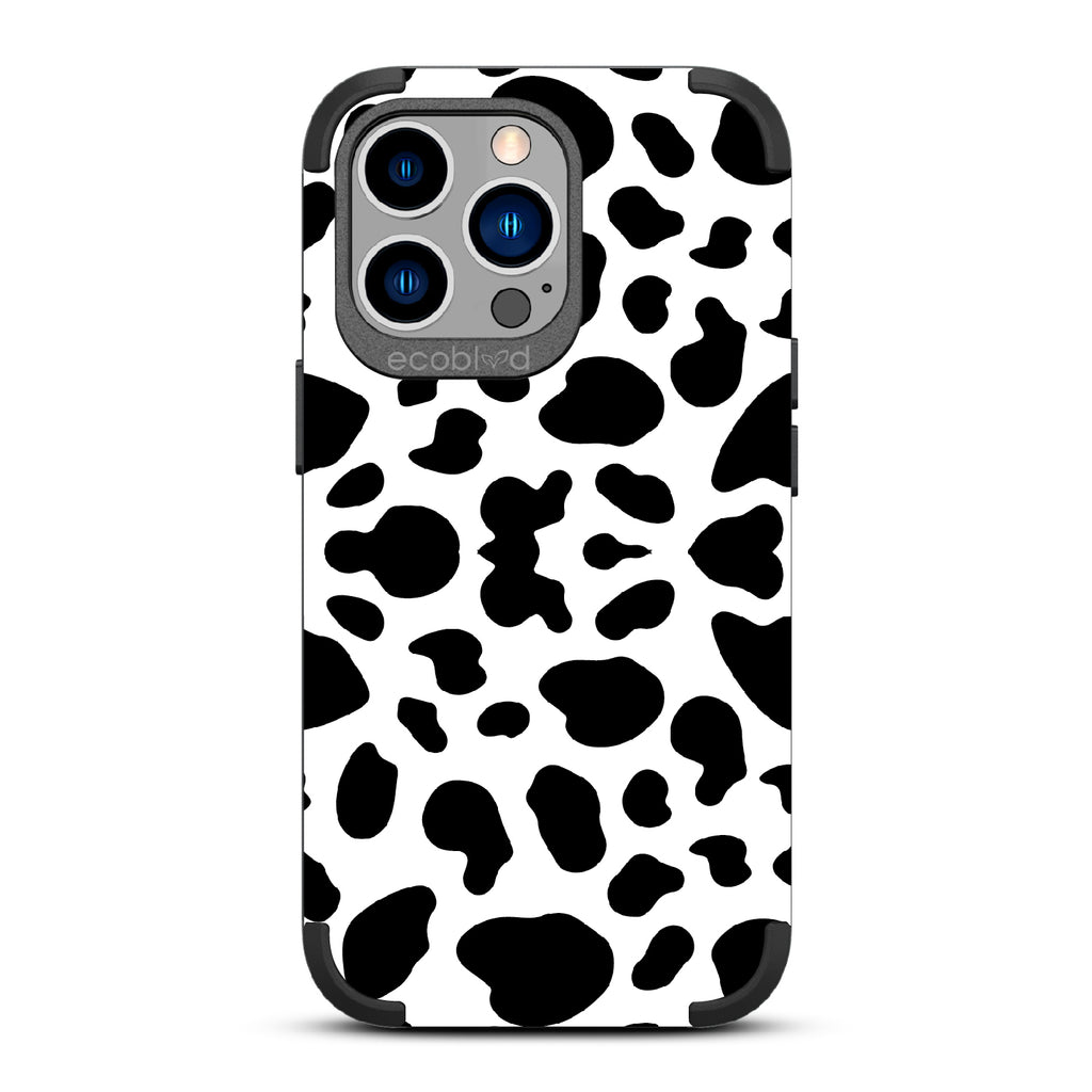 Cow Print - Black Rugged Eco-Friendly iPhone 12/13 Pro Max Case With Cow Print On Back