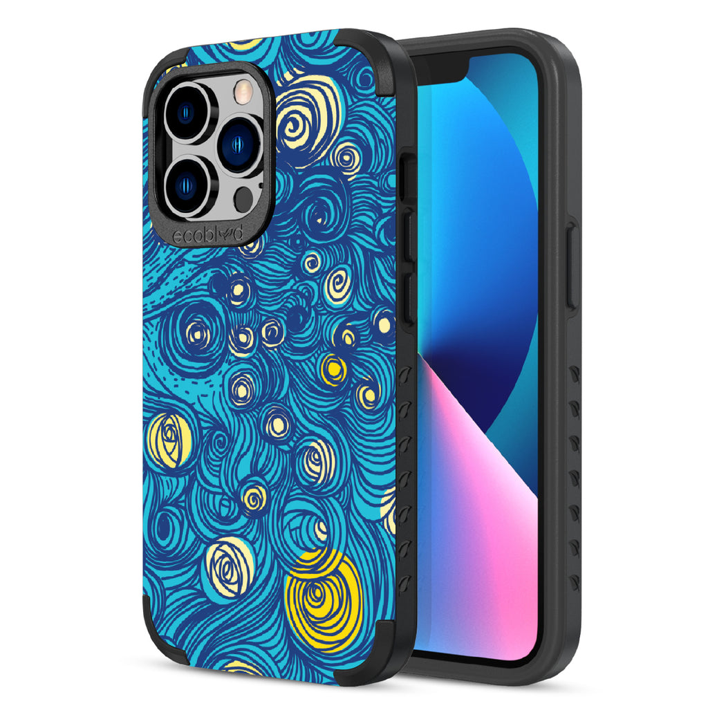 Let It Gogh - Back Of Blue & Eco-Friendly Rugged iPhone 13 Pro Case & A Front View Of The Screen