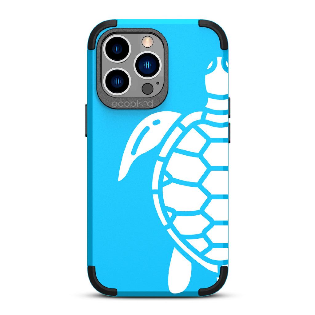 Sea Turtle - Blue Rugged Eco-Friendly iPhone 13 Pro Case With A Minimalist Sea Turtle Design On Back