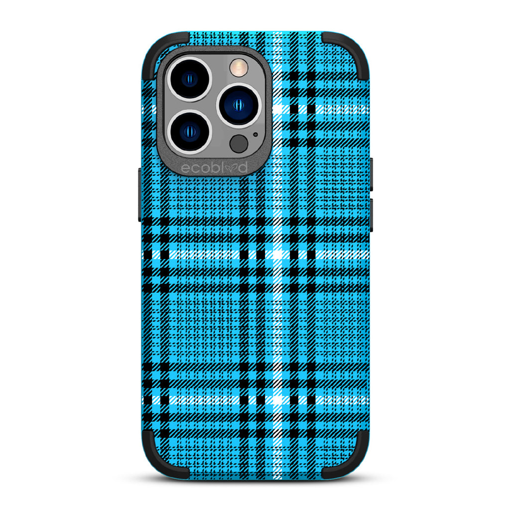 As If - Blue Rugged Eco-Friendly iPhone 12/13 Pro Max Case With Iconic Tartan Plaid Print On Back