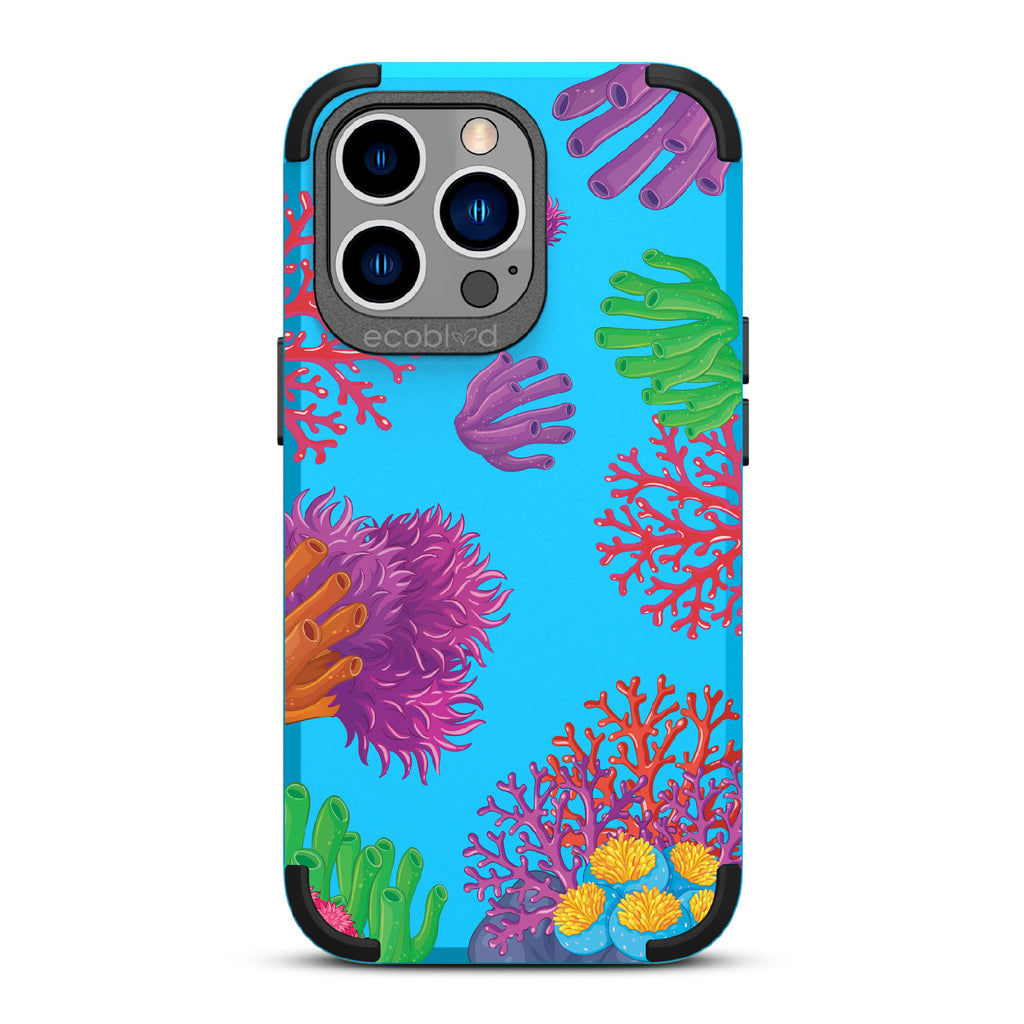Coral Reef - Blue Rugged Eco-Friendly iPhone 13 Pro Case With Colorful Coral Pattern On Back