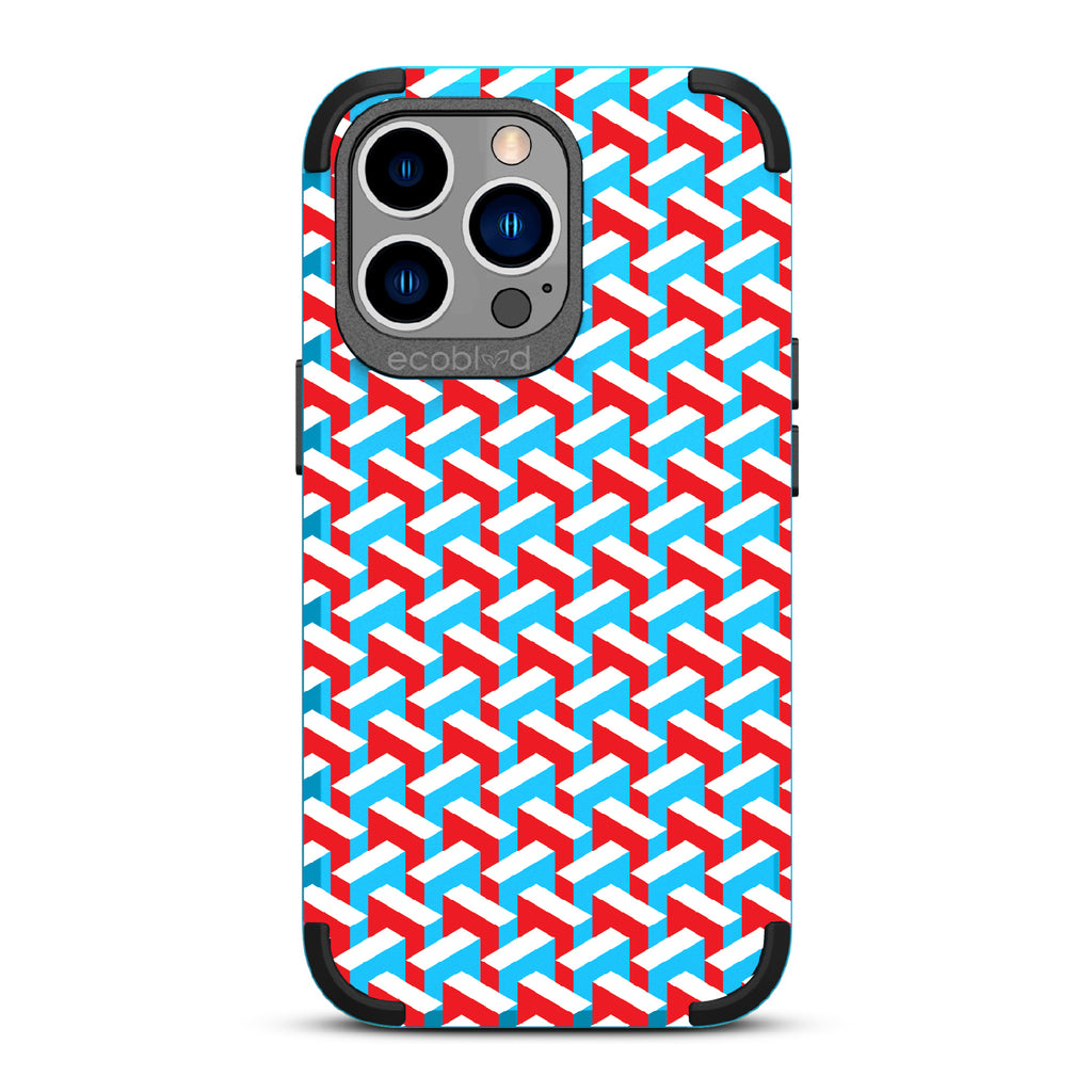 That's Haute - Blue Rugged Eco-Friendly iPhone 13 Pro Case With High-Fashion Chevron Print
