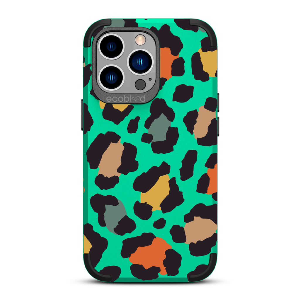 Cheetahlicious - Green Rugged Eco-Friendly iPhone 12/13 Pro Max Case With Multi-Colored Cheetah Print