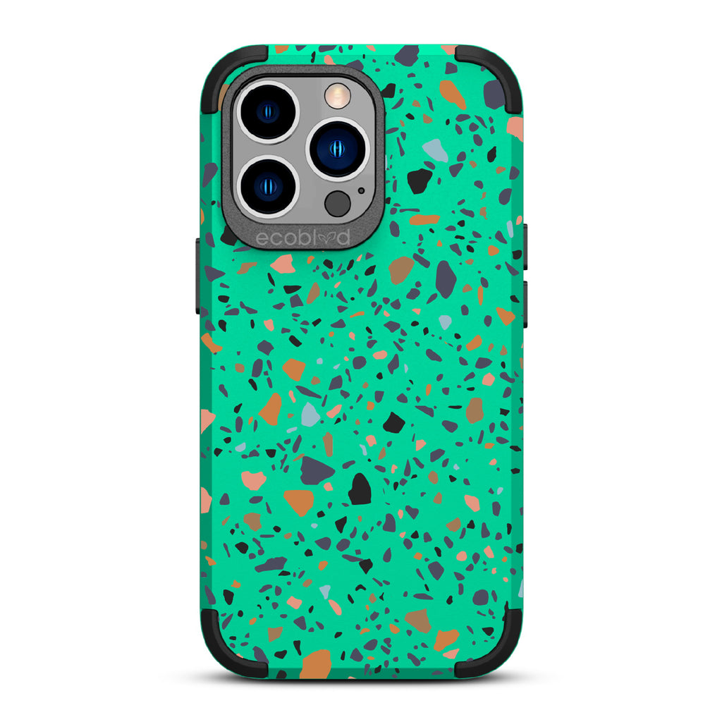 Terrazzo - Green Rugged Eco-Friendly iPhone 13 Pro With A Speckled Terrazzo Pattern