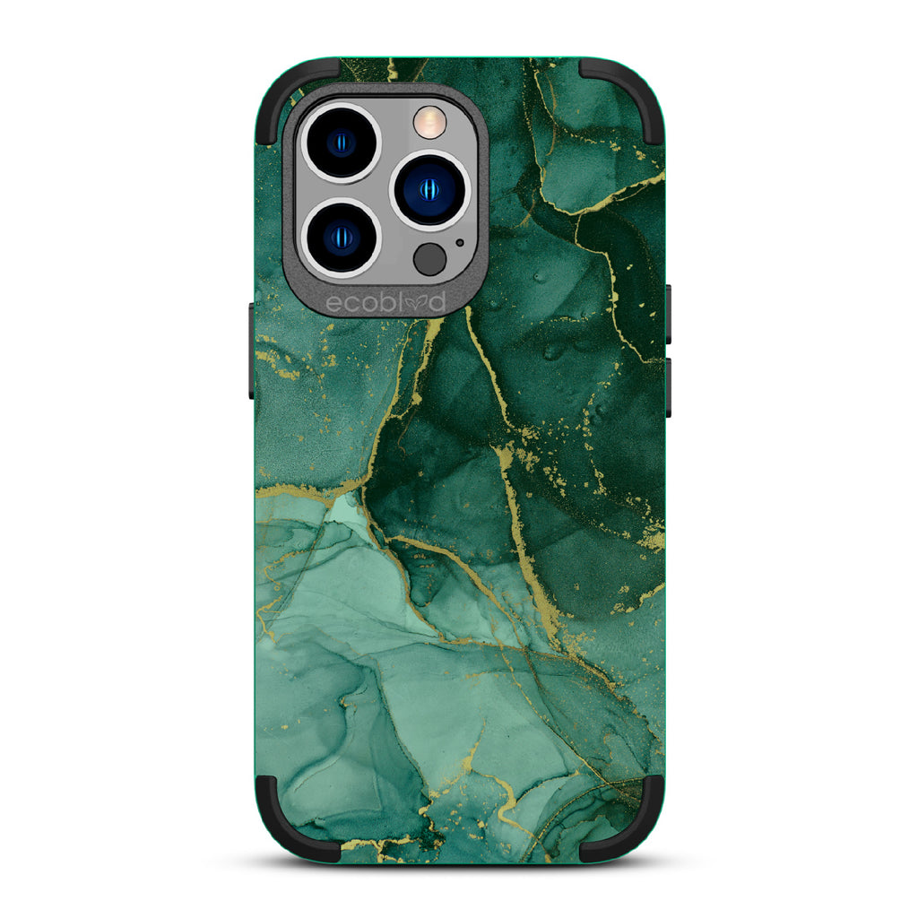 Simply Marbleous - Green Rugged Eco-Friendly iPhone 13 Pro Case With Polished Marble Print On Back