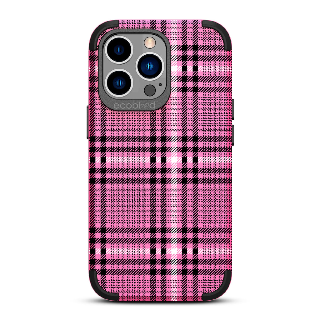 As If - Pink Rugged Eco-Friendly iPhone 12/13 Pro Max Case With Iconic Tartan Plaid Print On Back