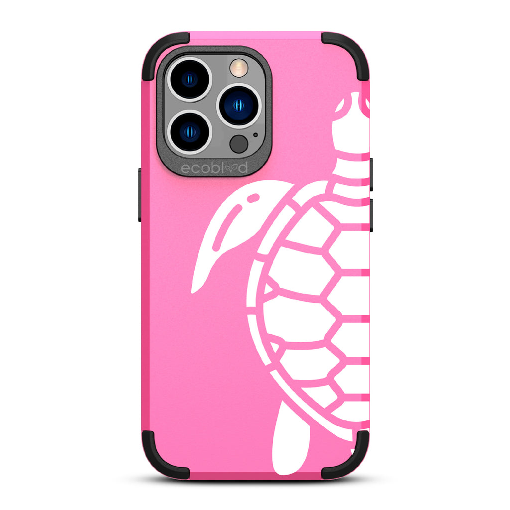 Sea Turtle - Pink Rugged Eco-Friendly iPhone 12/13 Pro Max Case With A Minimalist Sea Turtle Design On Back
