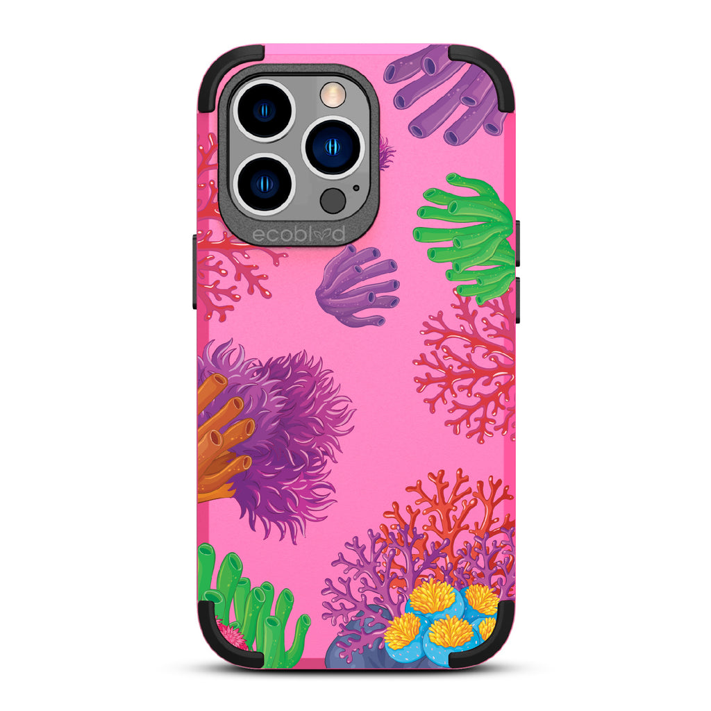 Coral Reef - Pink Rugged Eco-Friendly iPhone 13 Pro Case With Colorful Coral Pattern On Back