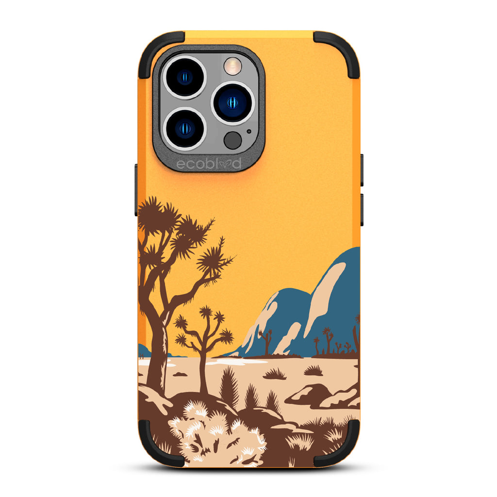 Joshua Tree - Yellow Rugged Eco-Friendly iPhone 12/13 Pro Max Case With Minimalist Joshua Tree Desert Landscape On Back