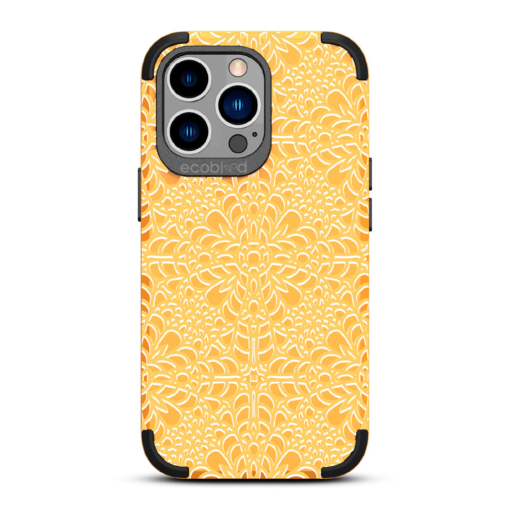 A Lil' Dainty - Intricate Lace Tapestry - Eco-Friendly Rugged Yellow iPhone 13 Pro Case