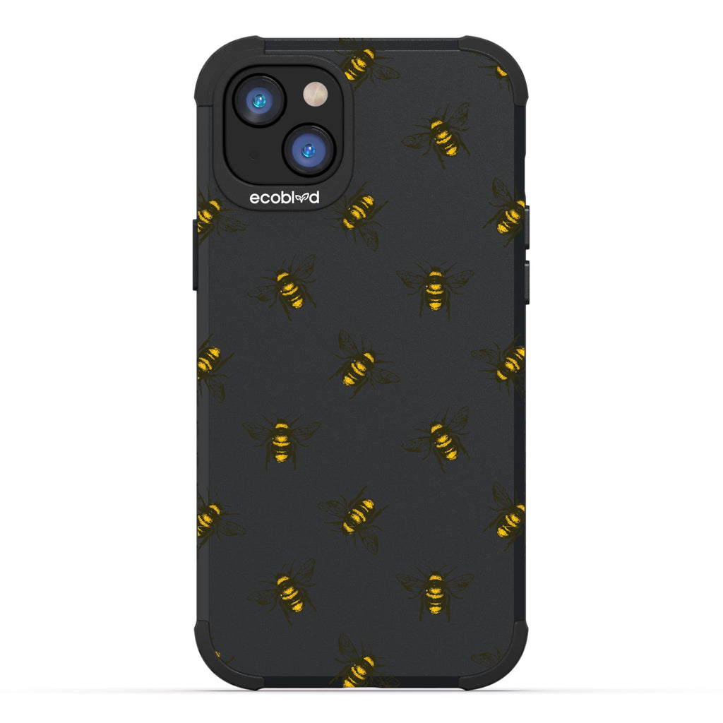 Bees - Black Rugged Eco-Friendly iPhone 14 Plus Case With A Honey Bees On Back
