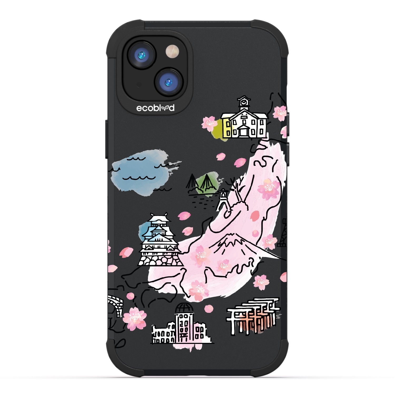 iPhone 16e, 14, 13 Case - Rugged - Japan Blossom – EcoBlvd