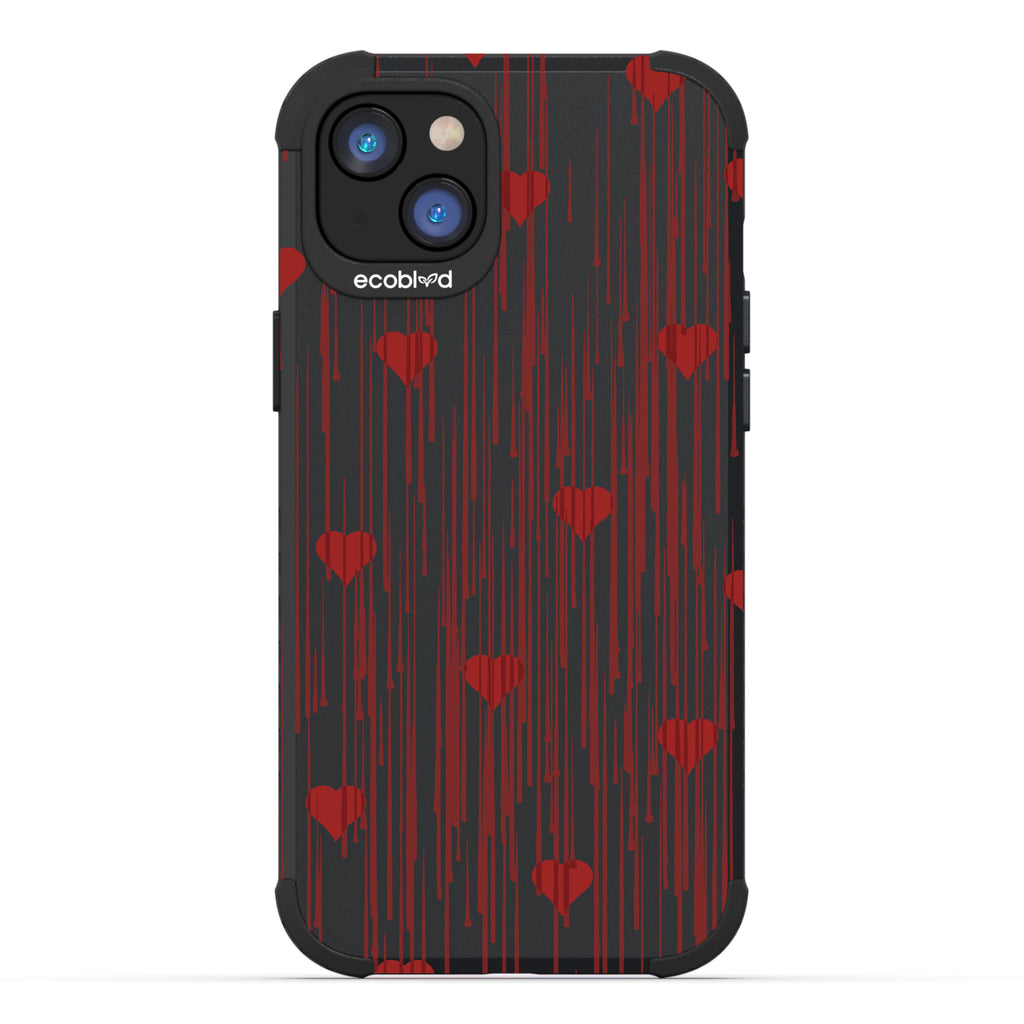 Bleeding Hearts - Red Hearts With A Drip Art Style - Black Eco-Friendly Rugged iPhone 14 Case