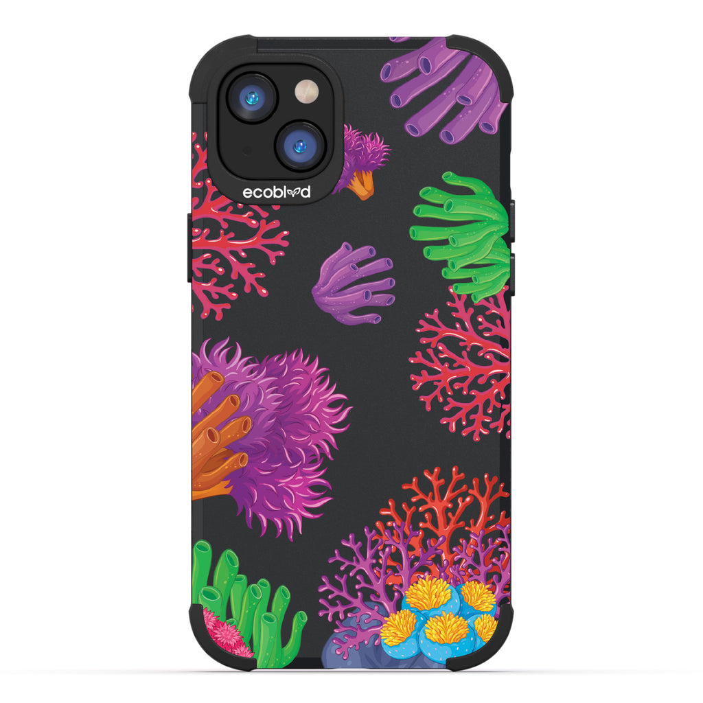 Coral Reef - Black Rugged Eco-Friendly iPhone 14 Plus Case With Colorful Coral Pattern On Back