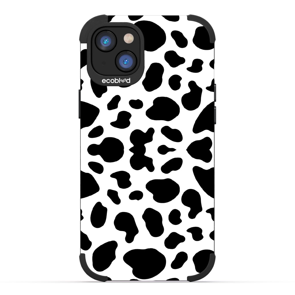 Cow Print - Black Rugged Eco-Friendly iPhone 14 Plus Case With Cow Print On Back