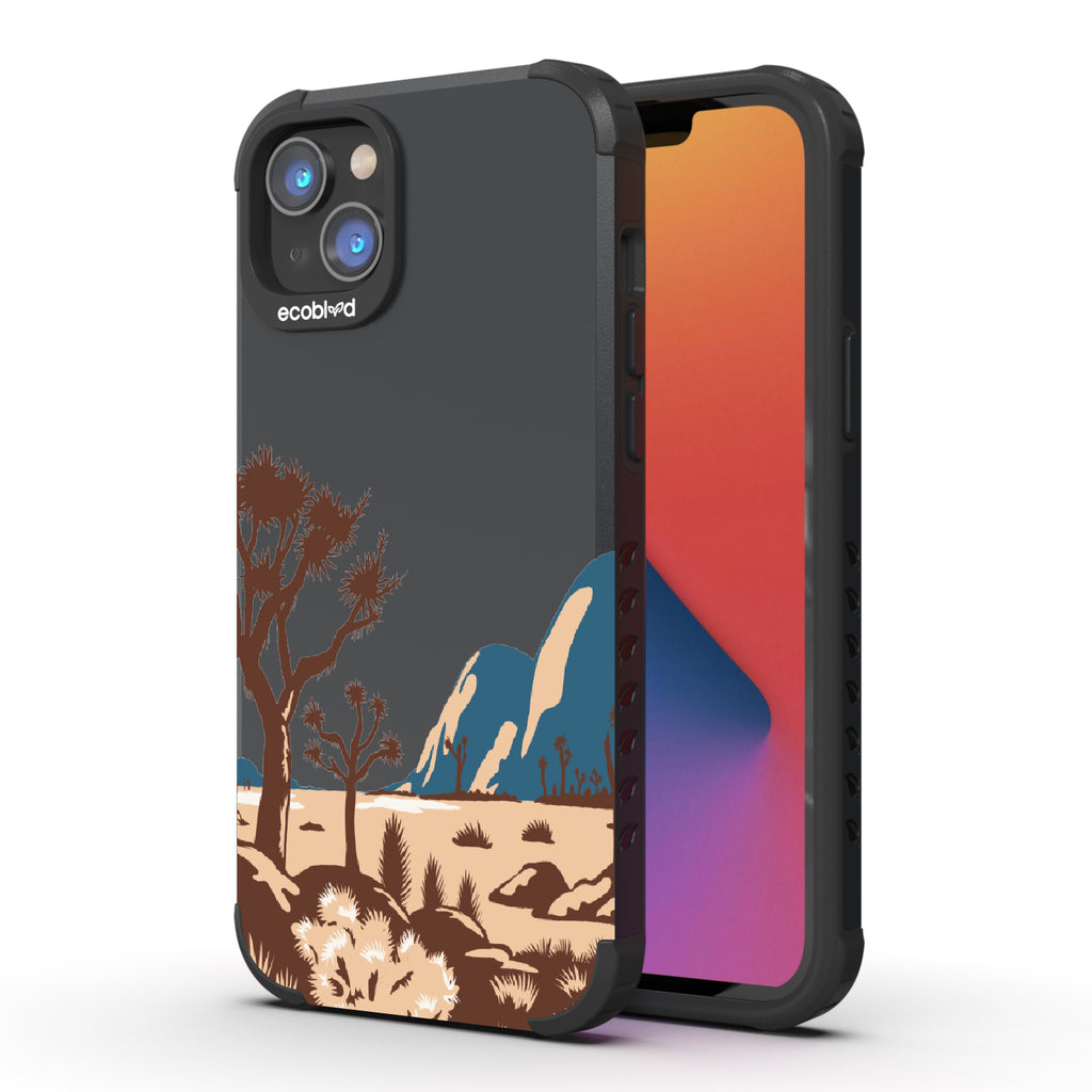 Joshua Tree - Back View Of Black & Eco-Friendly Rugged iPhone 14 Plus Case & A Front View Of The Screen