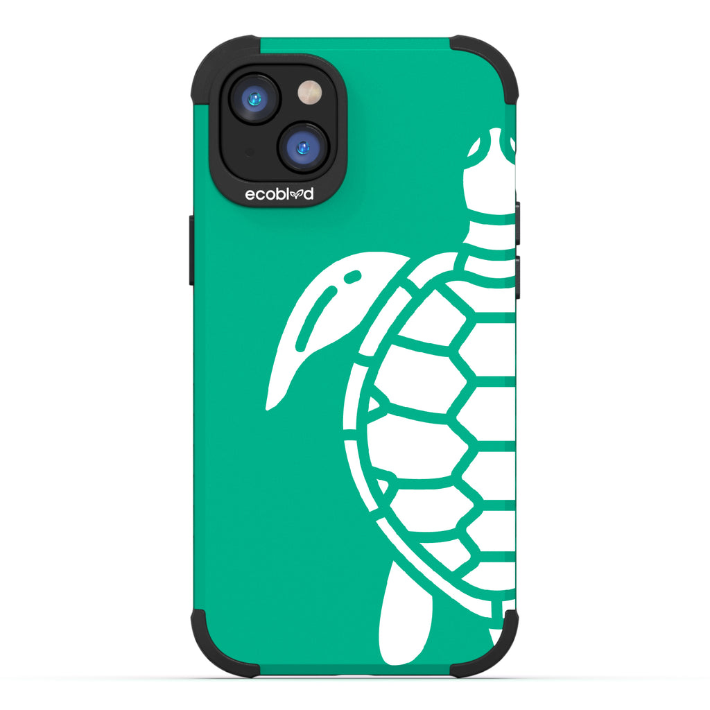 Sea Turtle - Green Rugged Eco-Friendly iPhone 14 Case With A Minimalist Sea Turtle Design On Back