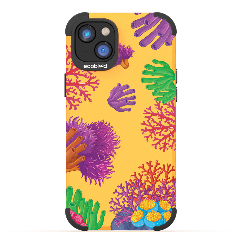 Coral Reef - Yellow Rugged Eco-Friendly iPhone 14 Case With Colorful Coral Pattern On Back