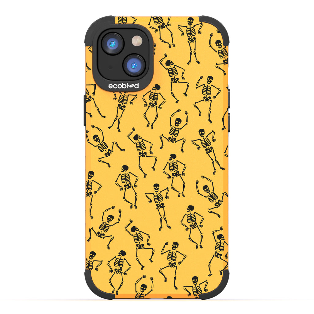 Boogie Man - Dancing Skeletons - Yellow Eco-Friendly Rugged iPhone 14 Case