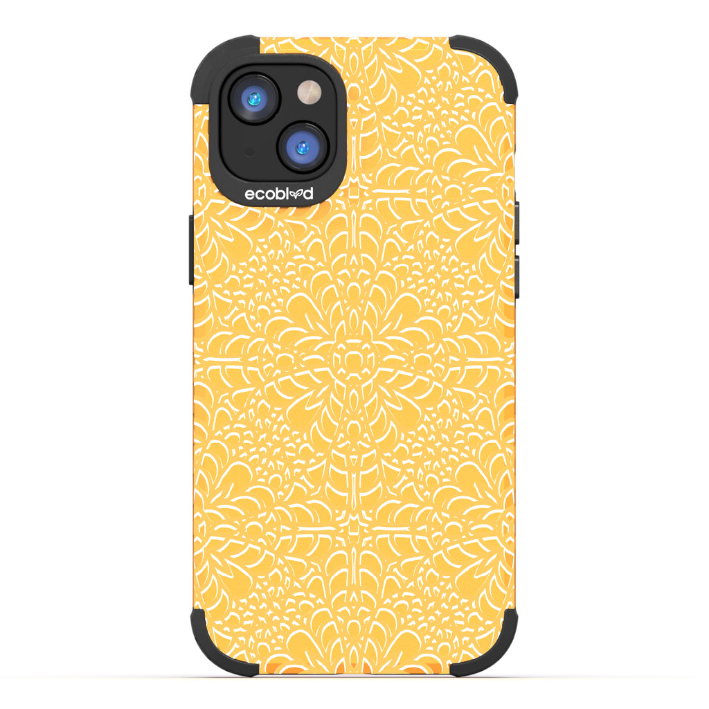 A Lil' Dainty - Intricate Lace Tapestry - Eco-Friendly Rugged Yellow iPhone 14 Plus Case