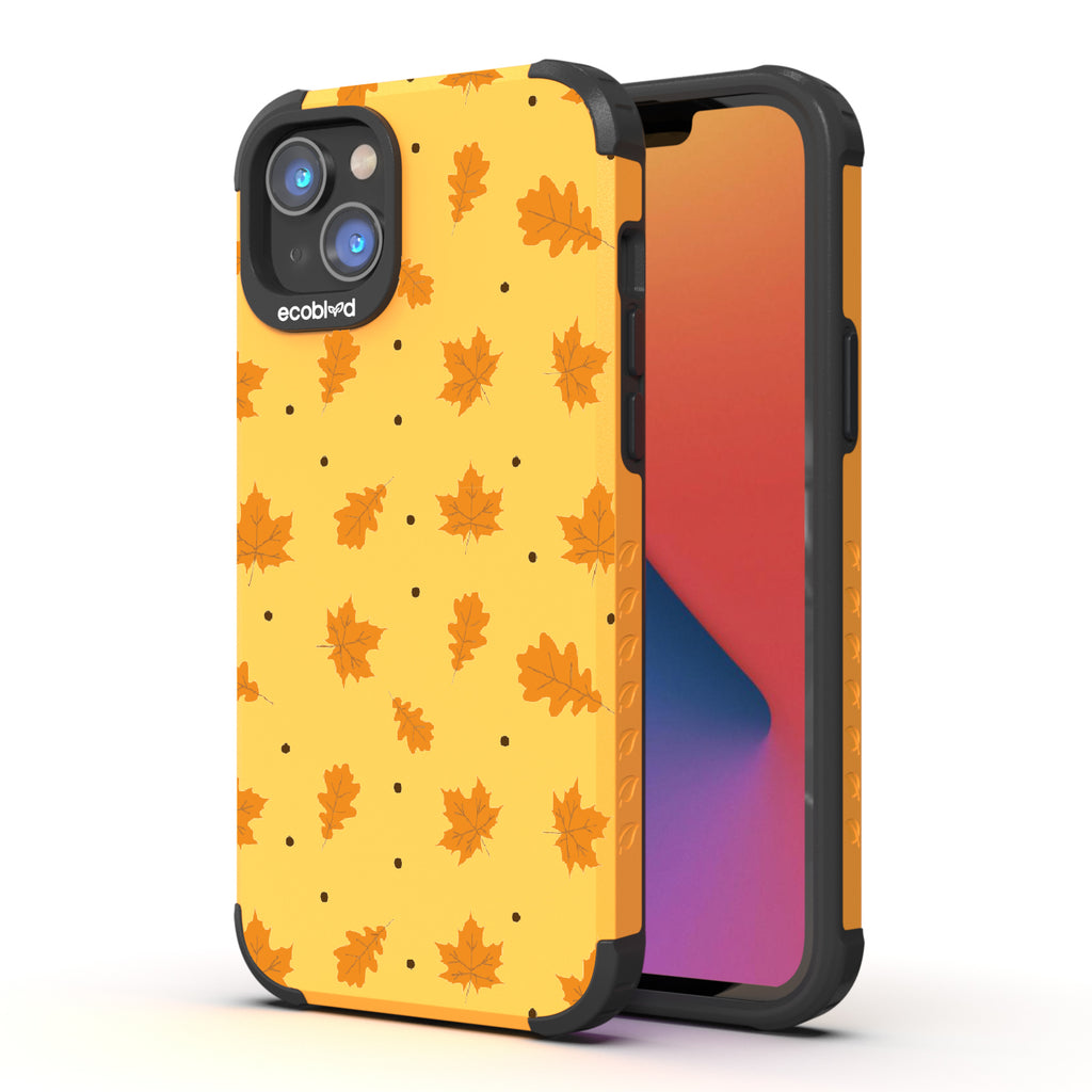 A New Leaf - Brown Fall Leaves - Eco-Friendly Rugged Yellow iPhone 14 Plus Case  