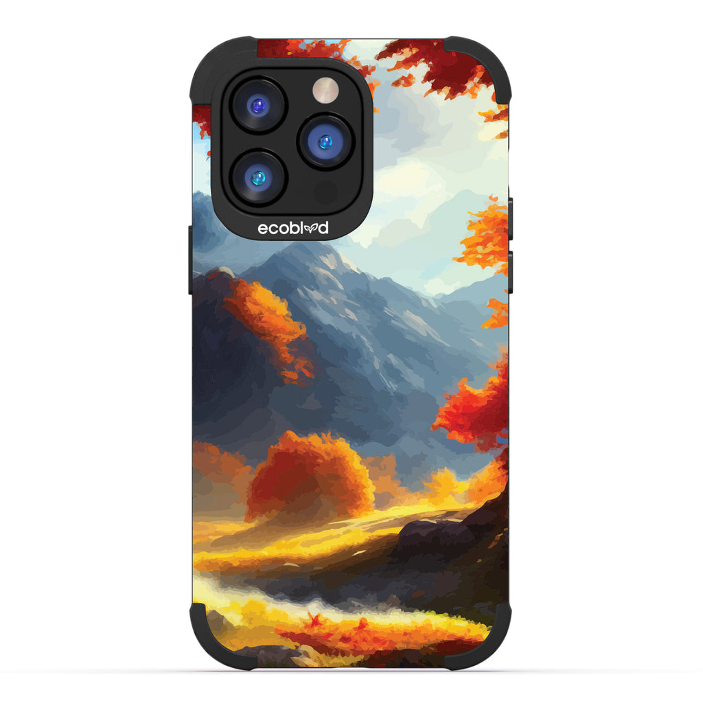Autumn Canvas - Watercolored Fall Mountain Landscape - Black Eco-Friendly Rugged iPhone 14 Pro Max Case 