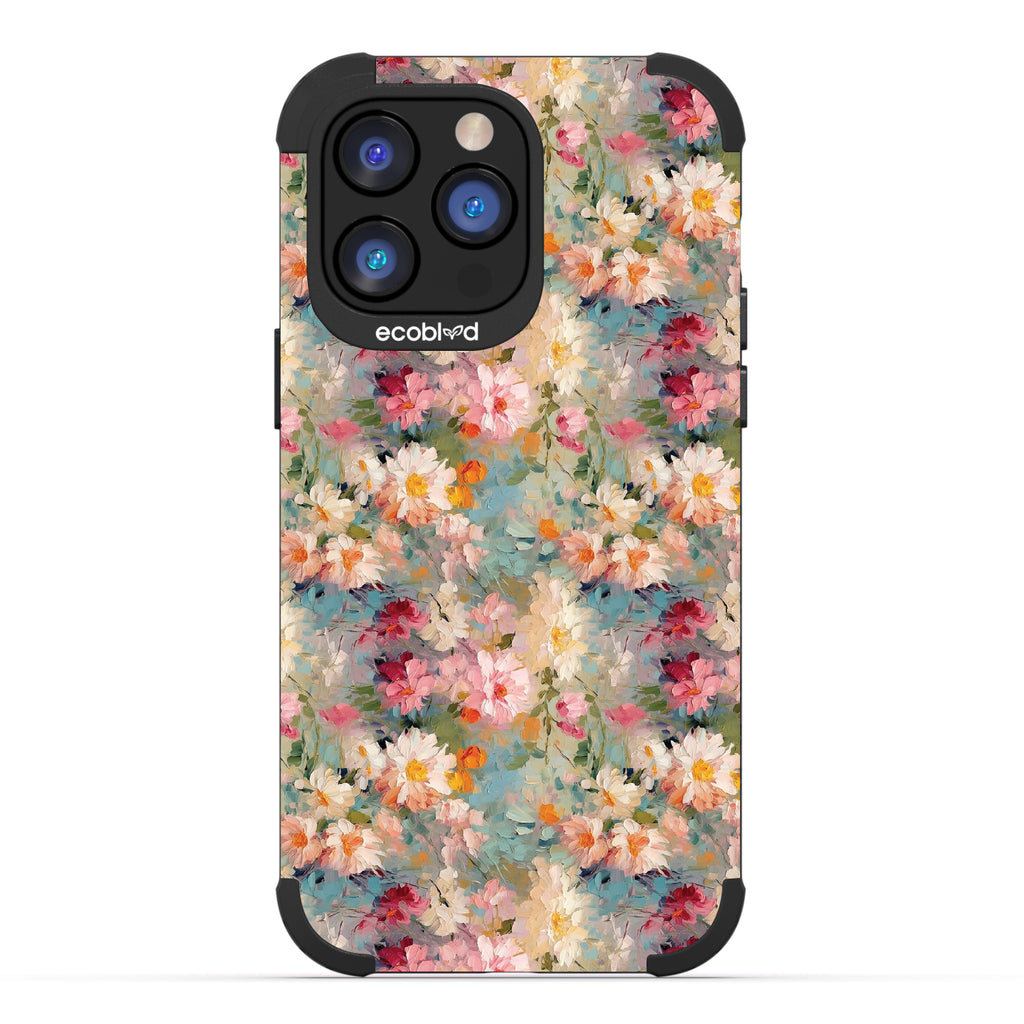 iPhone 14 Pro Max case, rugged compostable phone case in black, back view, Perennial design