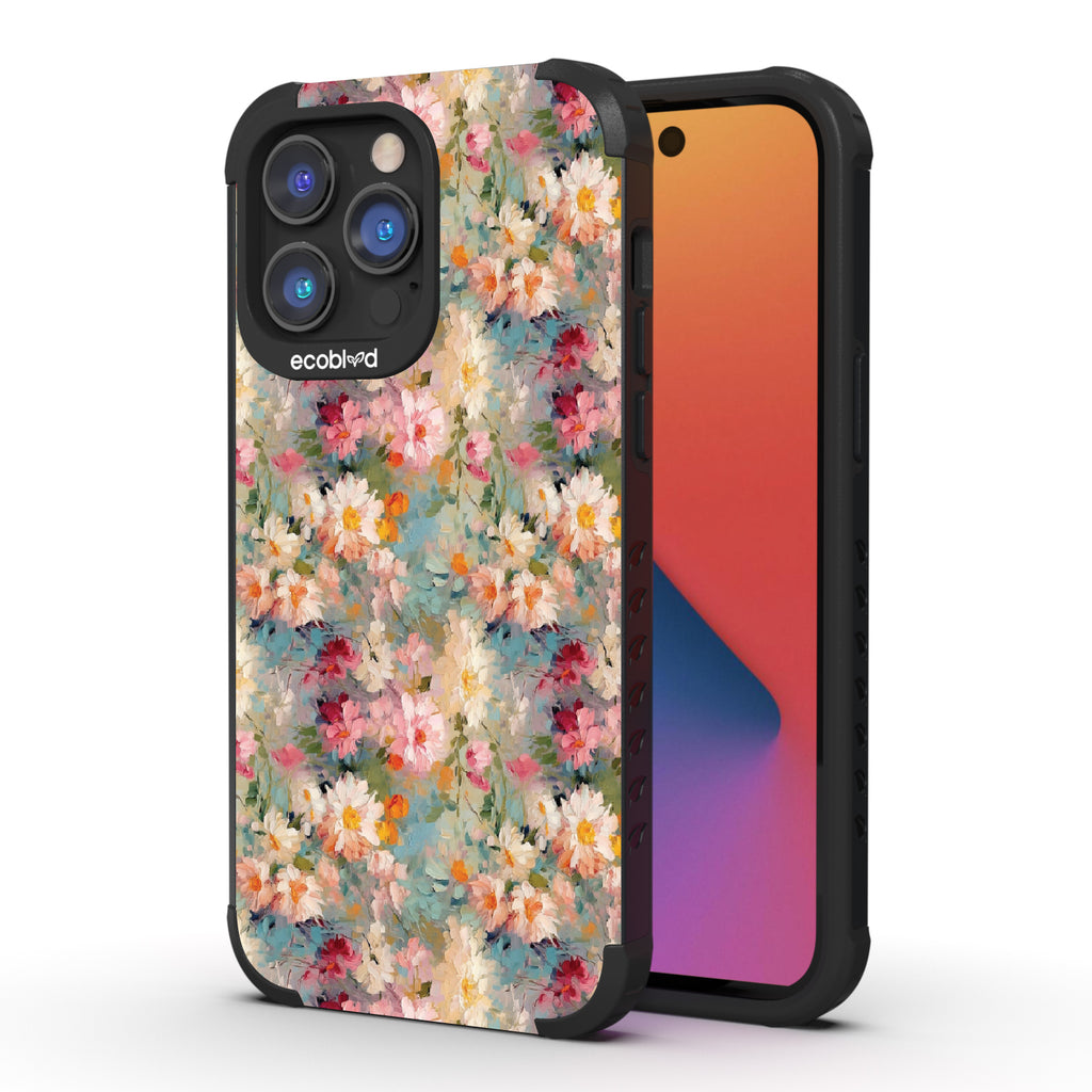 iPhone 14 Pro Max case, rugged compostable phone case in black, back view, Perennial design