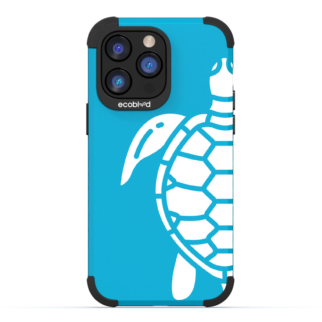Sea Turtle - Blue Rugged Eco-Friendly iPhone 14 Pro Max Case With A Minimalist Sea Turtle Design On Back