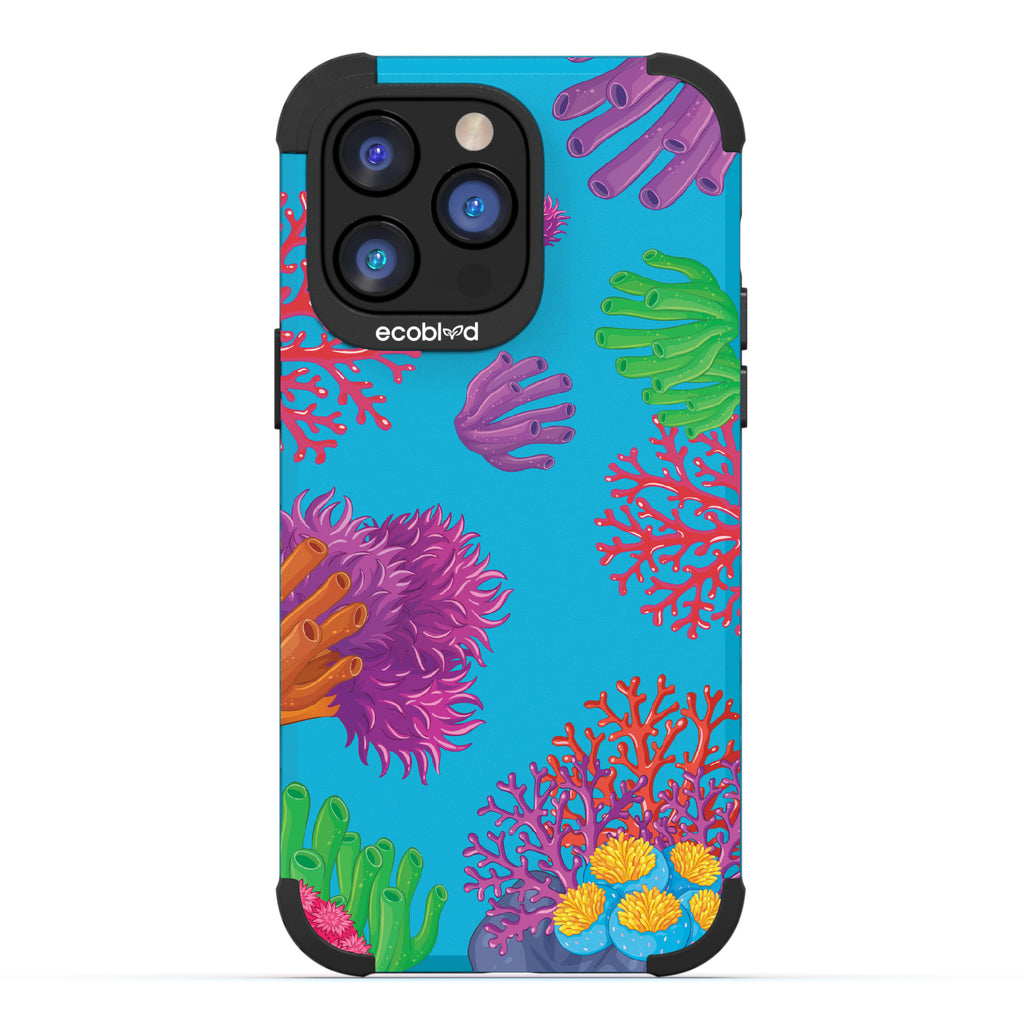 Coral Reef - Blue Rugged Eco-Friendly iPhone 14 Pro Max Case With Colorful Coral Pattern On Back