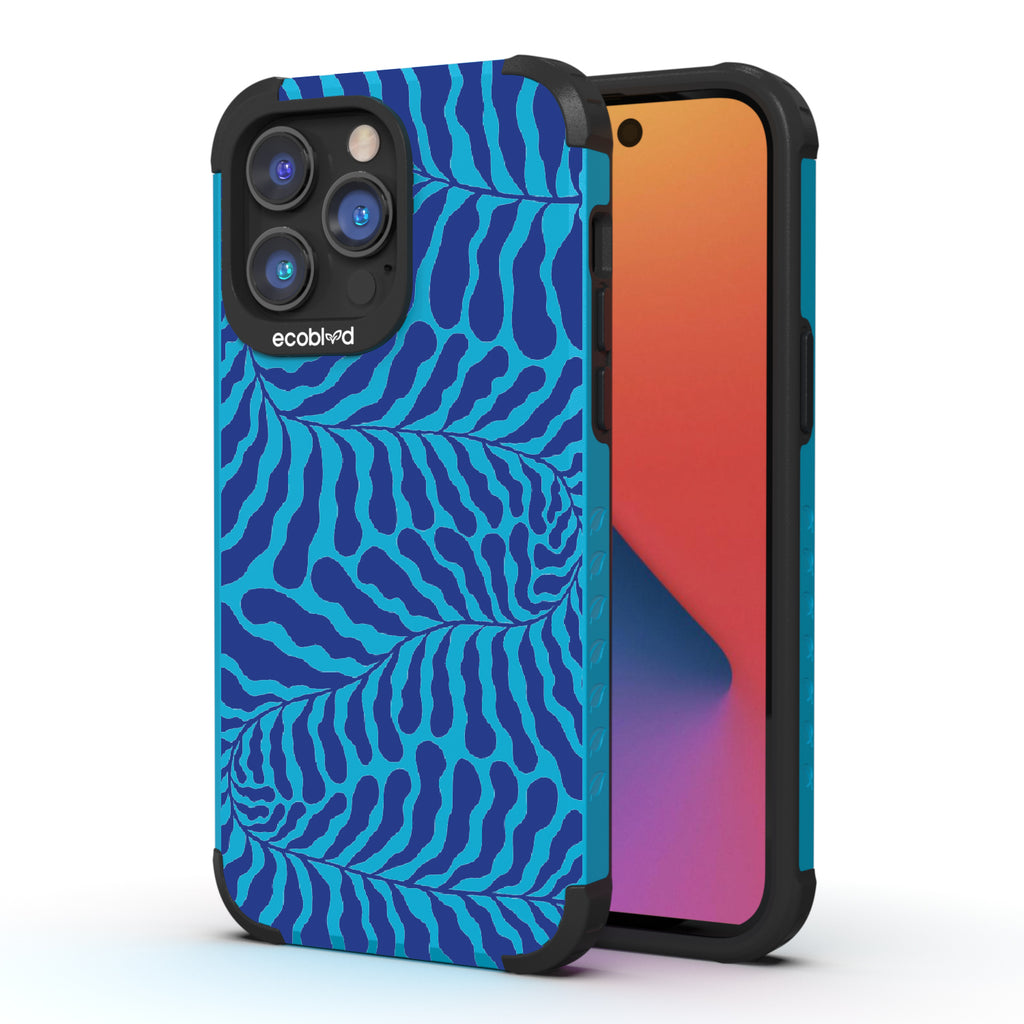  Blue Lagoon - Back View Of Blue Eco-Friendly iPhone 14 Pro Max Rugged Case & Front View Of Screen