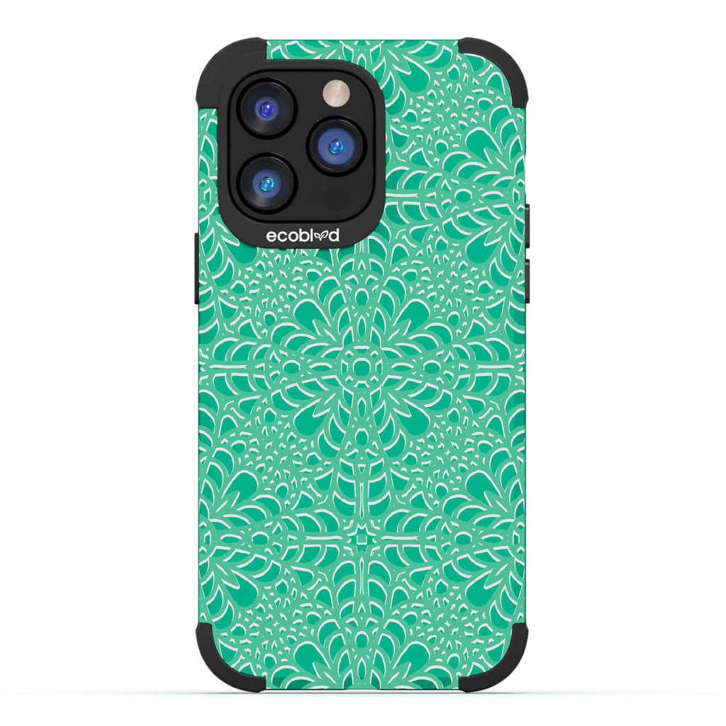 A Lil' Dainty - Intricate Lace Tapestry - Eco-Friendly Rugged Green iPhone 14 Pro Max Case
