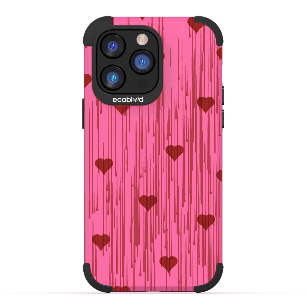 Bleeding Hearts - Red Hearts With A Drip Art Style - Pink Eco-Friendly Rugged iPhone 14 Pro Max Case