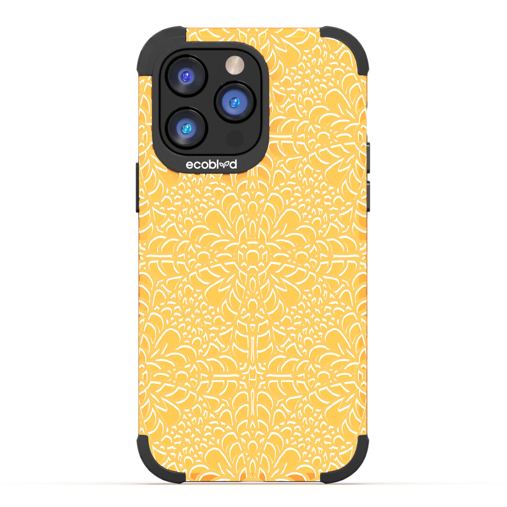 A Lil' Dainty - Intricate Lace Tapestry - Eco-Friendly Rugged Yellow iPhone 14 Pro Case