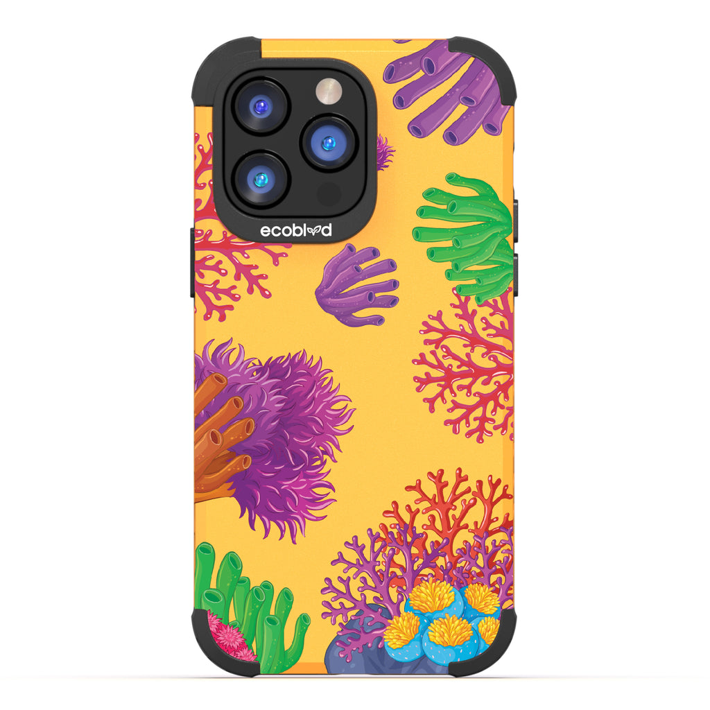 Coral Reef - Yellow Rugged Eco-Friendly iPhone 14 Pro Max Case With Colorful Coral Pattern On Back