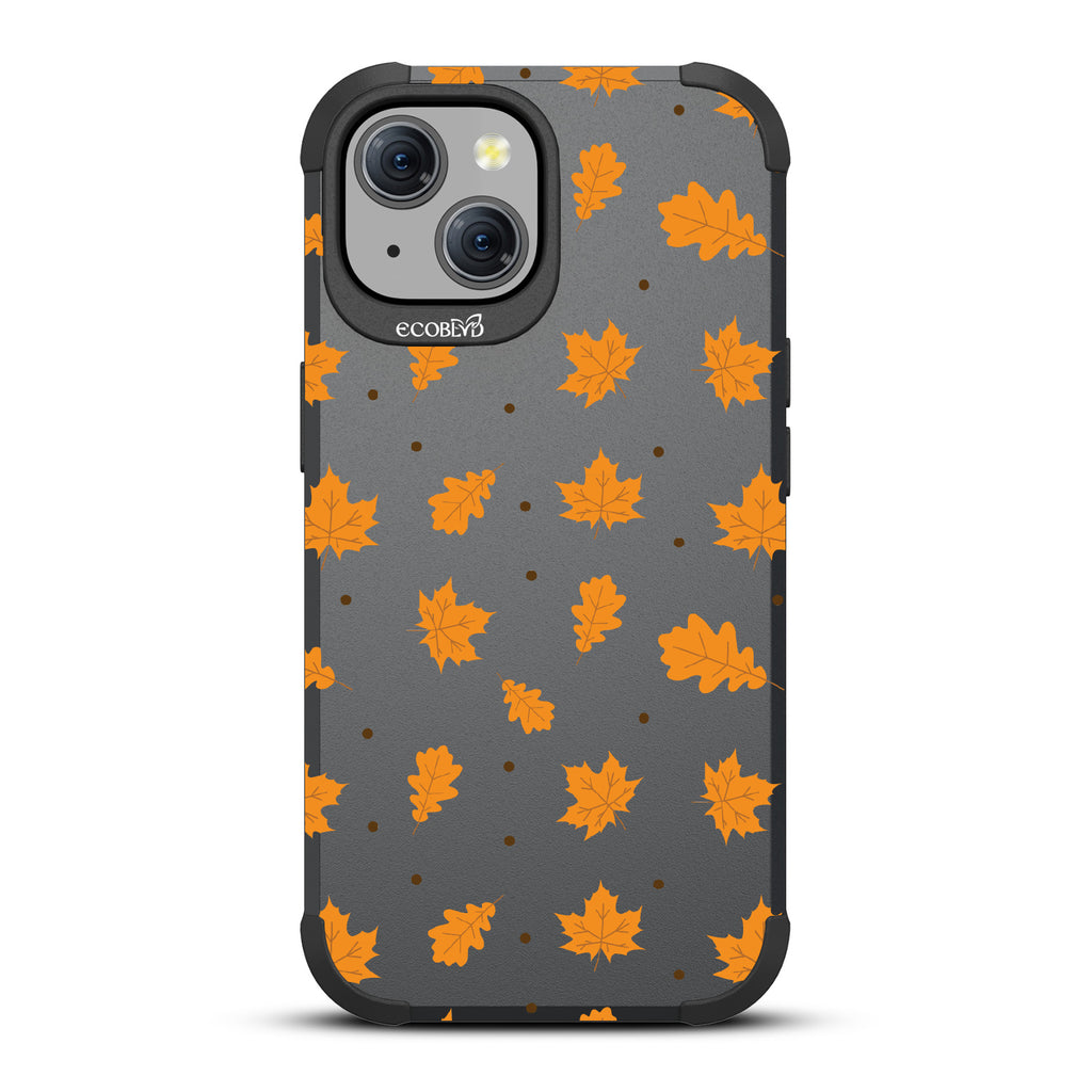 A New Leaf - Brown Fall Leaves - Eco-Friendly Rugged Black iPhone 15 MagSafe Case