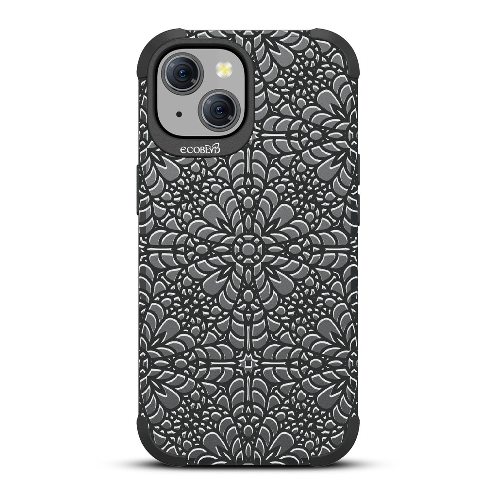  A Lil' Dainty - Intricate Lace Tapestry - Eco-Friendly Rugged Black iPhone 15 MagSafe Case 