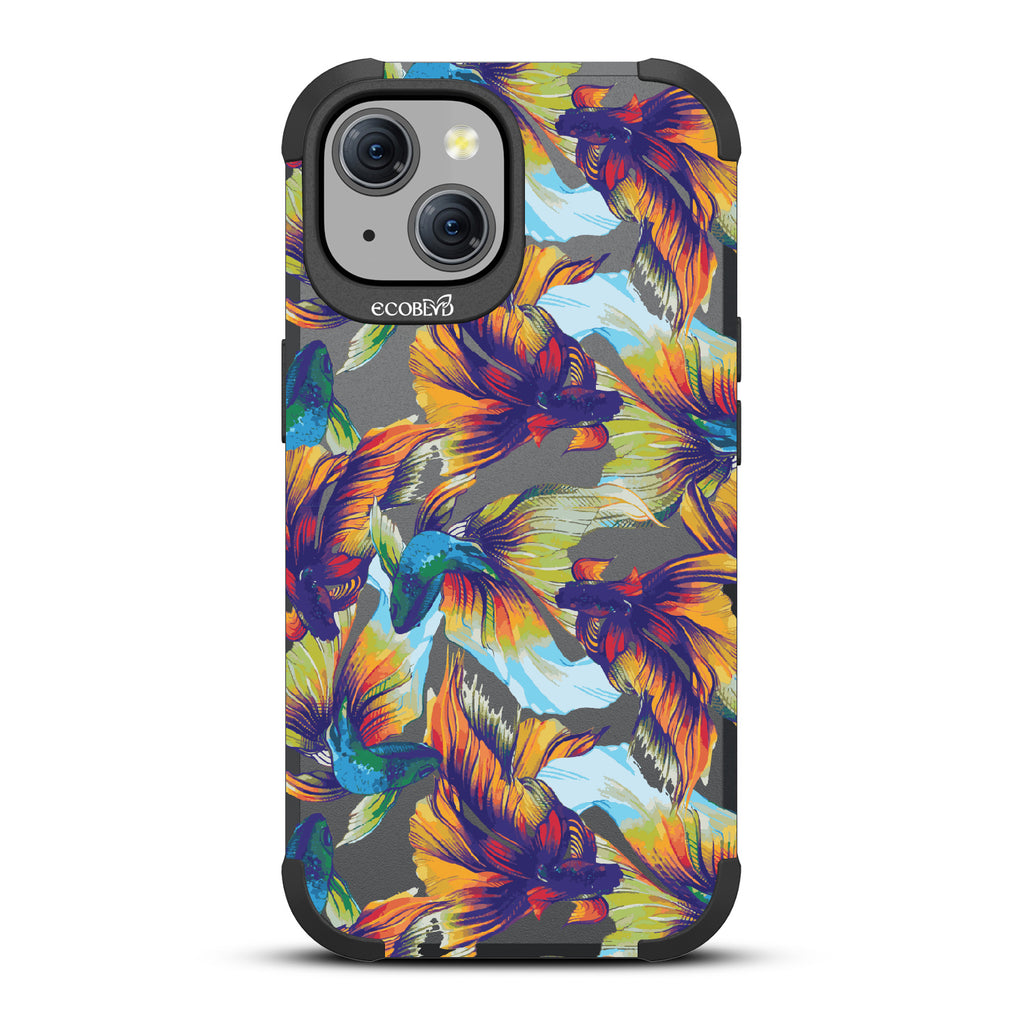 Betta Than The Rest - Colorful Betta Fish - Black Eco-Friendly Rugged iPhone 15 MagSafe Case 