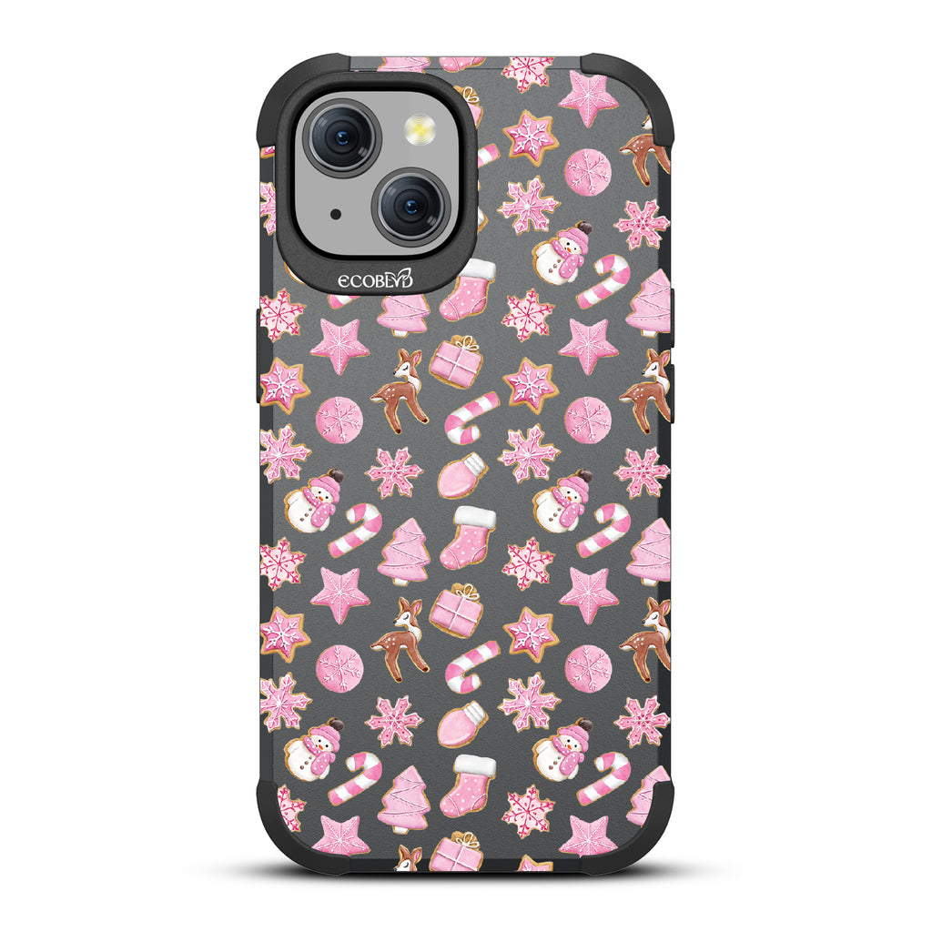 A Sweet Treat - Pink Holiday Cookies - Eco-Friendly Rugged Black iPhone 15 MagSafe Case