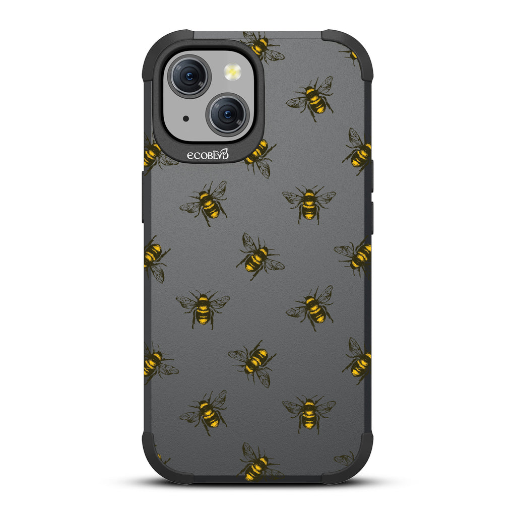 Bees - Honey Bees - Black Eco-Friendly Rugged iPhone 15 MagSafe Case 
