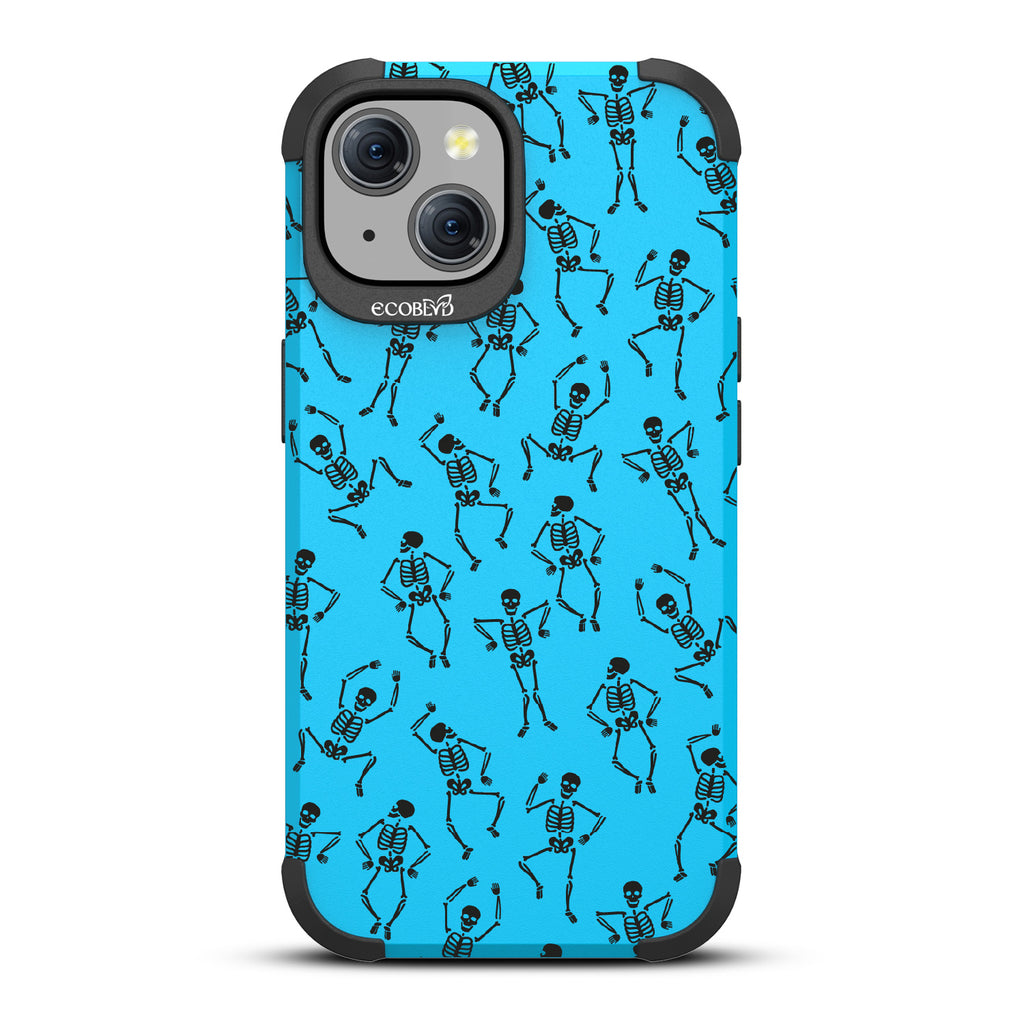 Boogie Man - Dancing Skeletons - Blue Eco-Friendly Rugged iPhone 15 MagSafe Case