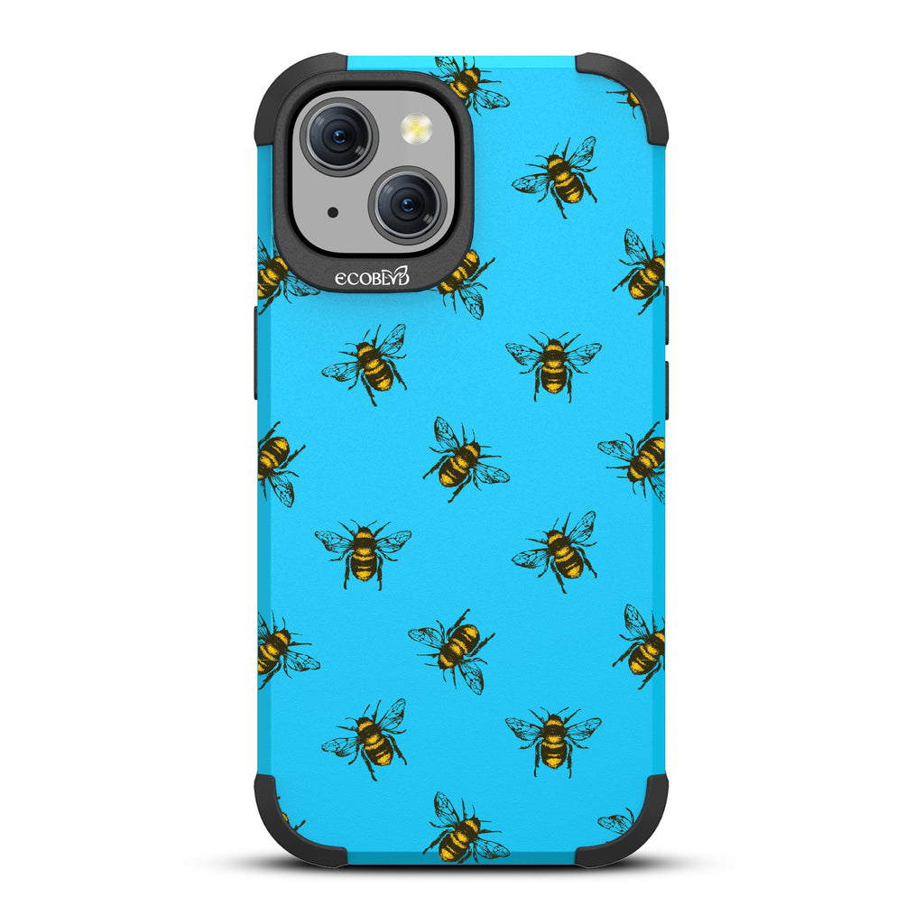 Bees - Honey Bees - Blue Eco-Friendly Rugged iPhone 15 MagSafe Case 