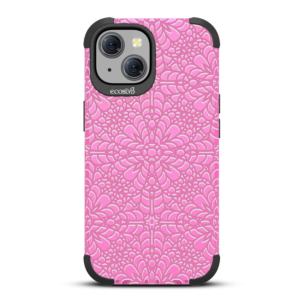 A Lil' Dainty - Intricate Lace Tapestry - Eco-Friendly Rugged Pink iPhone 15 MagSafe Case 