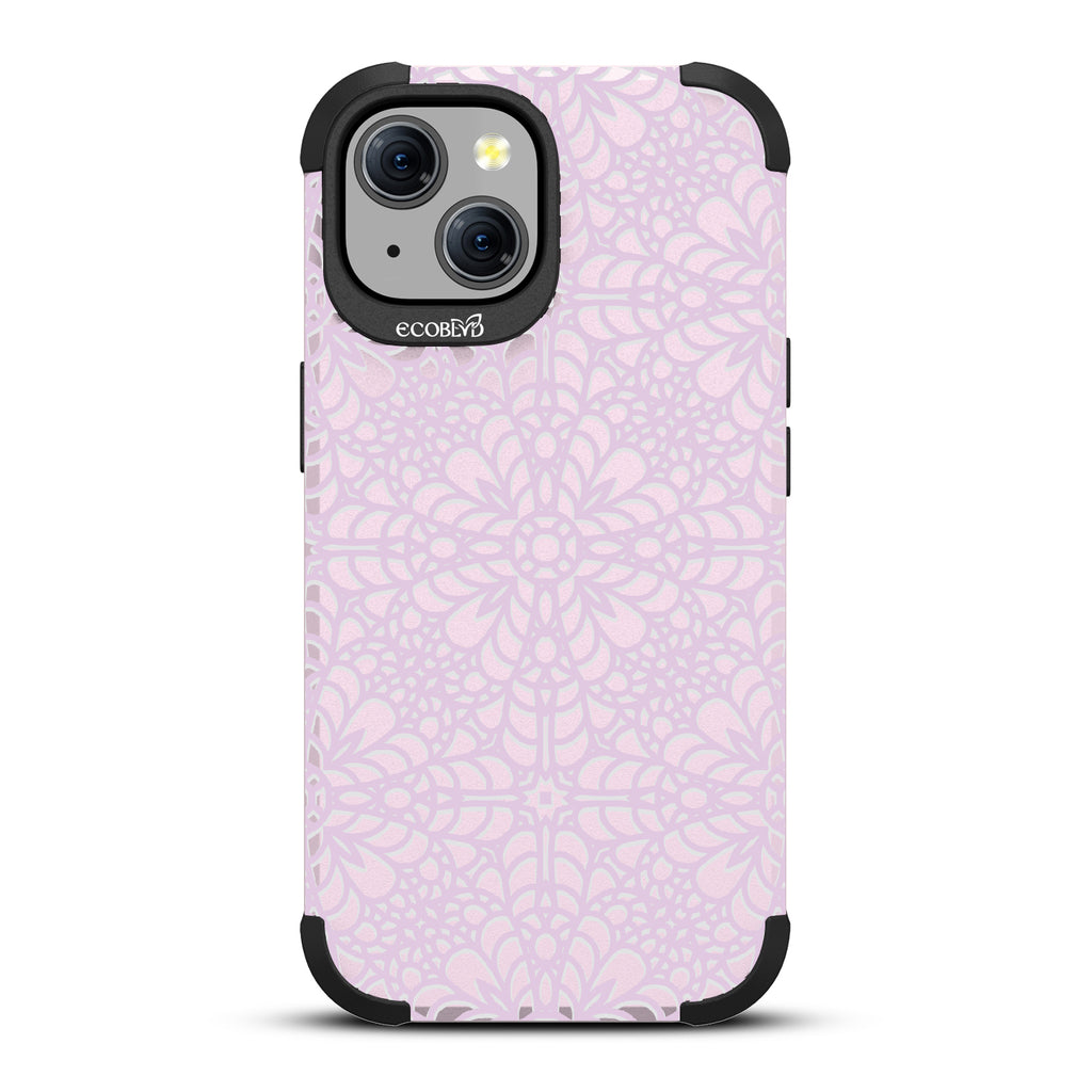 A Lil' Dainty - Intricate Lace Tapestry - Eco-Friendly Rugged Pastel Lilac iPhone 15 MagSafe Case 
