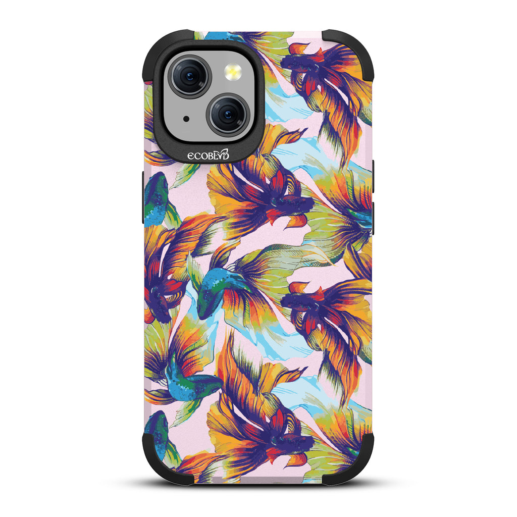 Betta Than The Rest - Colorful Betta Fish - Pastel Lilac Eco-Friendly Rugged iPhone 15 MagSafe Case