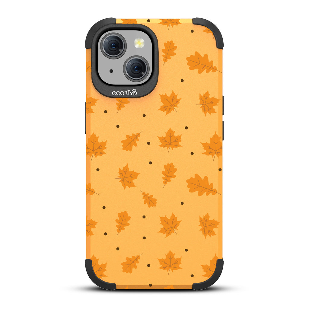 A New Leaf - Brown Fall Leaves - Eco-Friendly Rugged Yellow iPhone 15 MagSafe Case  