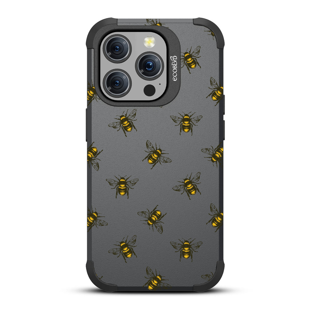 Bees - Honey Bees - Black Eco-Friendly Rugged iPhone 15 Pro MagSafe Case 