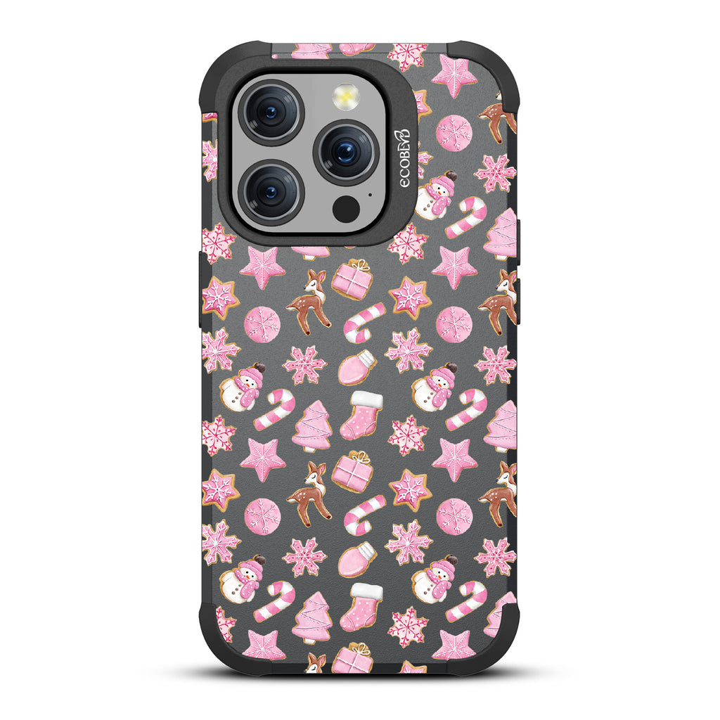 A Sweet Treat - Pink Holiday Cookies - Eco-Friendly Rugged Black iPhone 15 Pro MagSafe Case