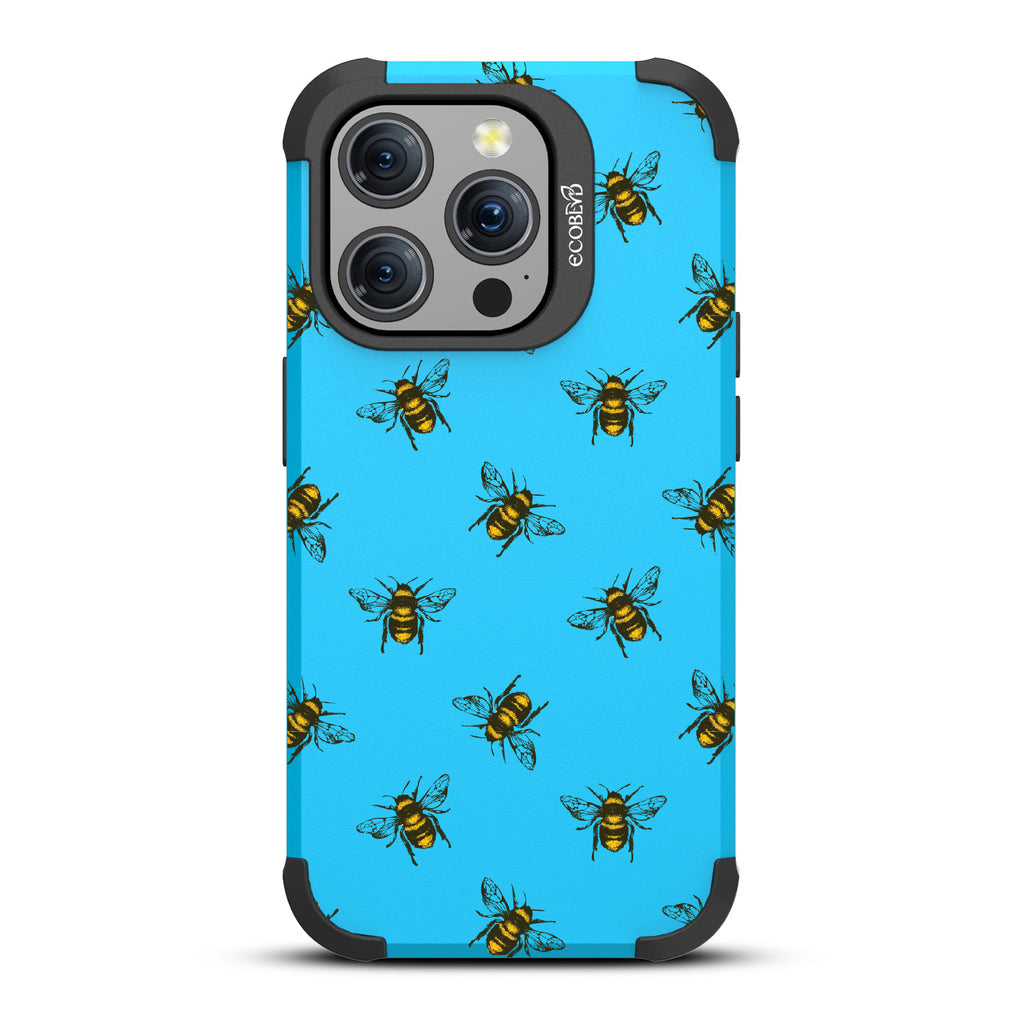 Bees - Honey Bees - Blue Eco-Friendly Rugged iPhone 15 Pro MagSafe Case 