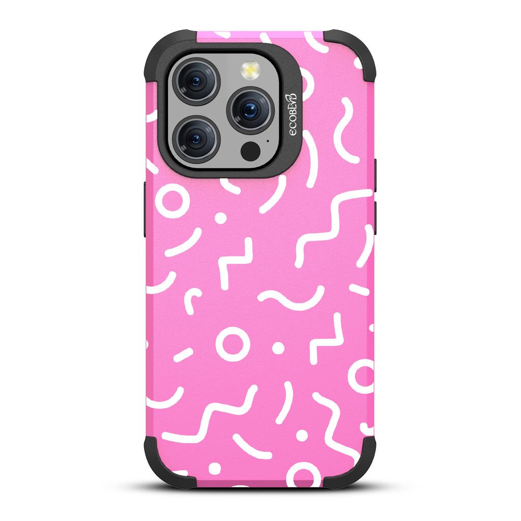 90?€?s Kids - Retro 90's Lines & Squiggles - Eco-Friendly Rugged Pink iPhone 15 Pro MagSafe Case 